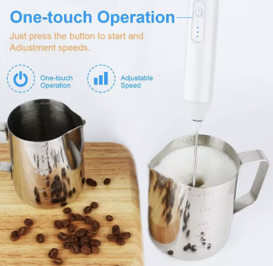 Mini Milk Frother USB Rechargeable 3 Speeds Foam Maker Coffee Whisk Mixer