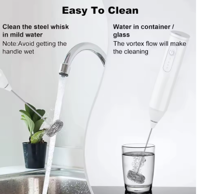 Mini Milk Frother USB Rechargeable 3 Speeds Foam Maker Coffee Whisk Mixer