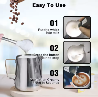 Mini Milk Frother USB Rechargeable 3 Speeds Foam Maker Coffee Whisk Mixer