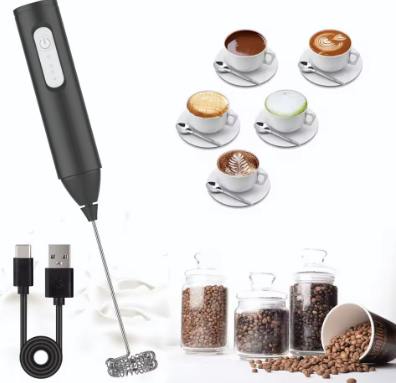 Mini Milk Frother USB Rechargeable 3 Speeds Foam Maker Coffee Whisk Mixer