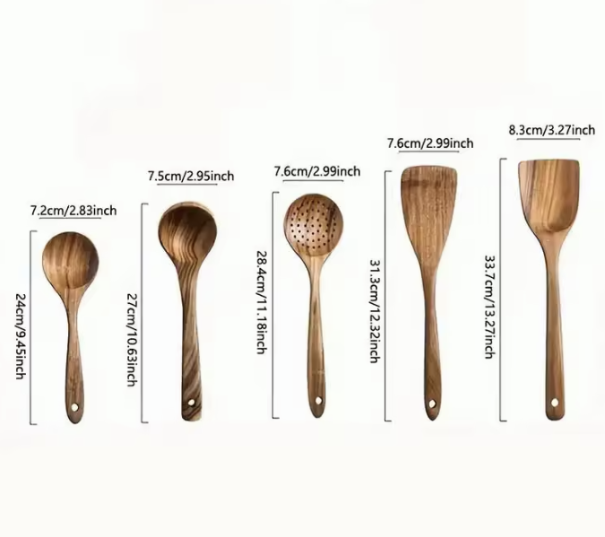 Soft Safety Wooden Utensils Kitchen Set